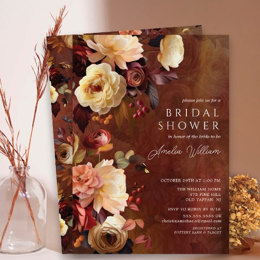 Boho Herbstdusche Floral Bridal Einladung