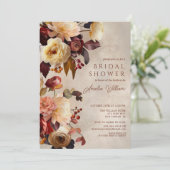 Boho Herbstdusche Floral Bridal Einladung (Stehend Vorderseite)