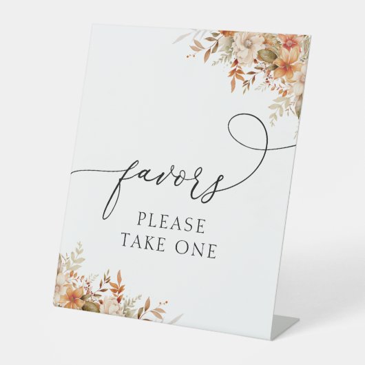 Boho Herbstflorale Gefälligkeitszeichen Sockelschild (Vorderseite)