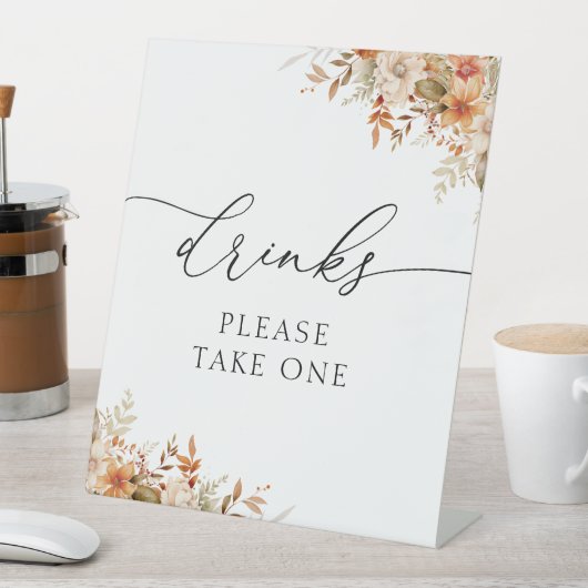 Boho Herbstflorale Getränke Zeichen Sockelschild (In Situ)