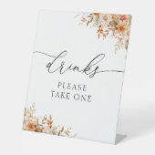 Boho Herbstflorale Getränke Zeichen Sockelschild (Vorderseite)