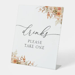 Boho Herbstflorale Getränke Zeichen Sockelschild