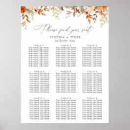 Boho Herbstflorale Hochzeitssitzkarte Poster