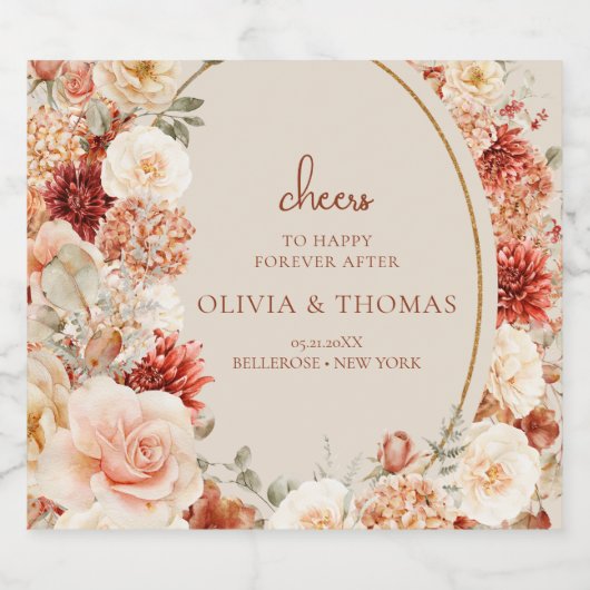 Boho Herbstgarten Gewürze Orangenrost Schaumweinetikett (Einzelnes Label)