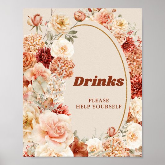 Boho Herbstgarten Gewürze Orangensaft, beige Rostg Poster (Vorne)