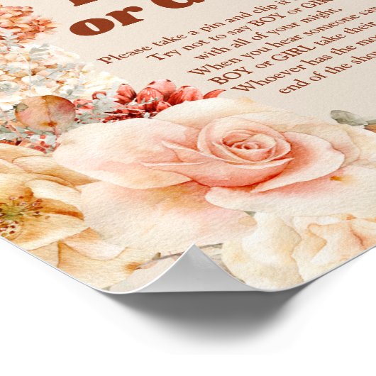 Boho Herbstgarten Say BOY oder GIRL Spiel Poster (Ecke)