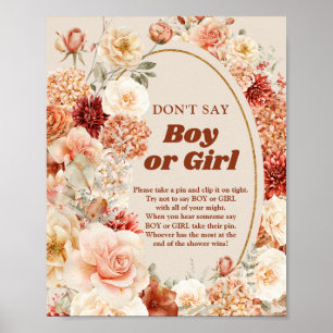 Boho Herbstgarten Say BOY oder GIRL Spiel Poster