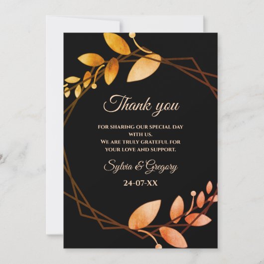 Boho Herbsthochzeit Dankeskarte (Vorderseite)