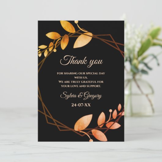 Boho Herbsthochzeit Dankeskarte (Stehend Vorderseite)