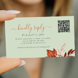 Boho-Herbstlaub Salbeigrüne Hochzeit Online-RSVP Begleitkarte
