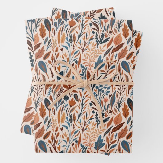 Boho Herbstlaubs Geschenkpapier Set (Beispiel)