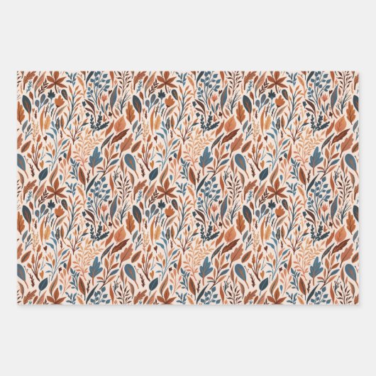 Boho Herbstlaubs Geschenkpapier Set (Vorderseite)