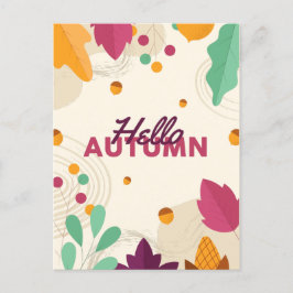 Boho Herbstsaison mit Blätter Postkarte