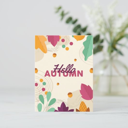 Boho Herbstsaison mit Blätter Postkarte (Stehend Vorderseite)