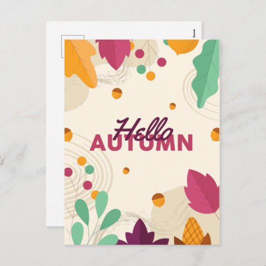 Boho Herbstsaison mit Blätter Postkarte (Vorne/Hinten)