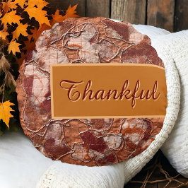 Boho Herbstskript rustikale orange Dankeschön Stic Rundes Kissen