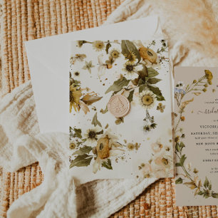 Boho-Herbstwildblume Botanische gepresste Blumen Pergament Einladungen