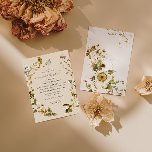 Boho-Herbstwildblume Botanischer Brautjungfernab Einladung