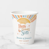 Boho Here Comes the Son Baby Shower Pappbecher (Vorderseite)