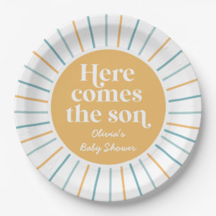 Boho Here Comes the Son Sonnenschein-Baby-Party Pappteller