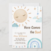 Boho Here kommt der Sohn Sunshine Baby Shower Boy Einladung (Vorderseite)