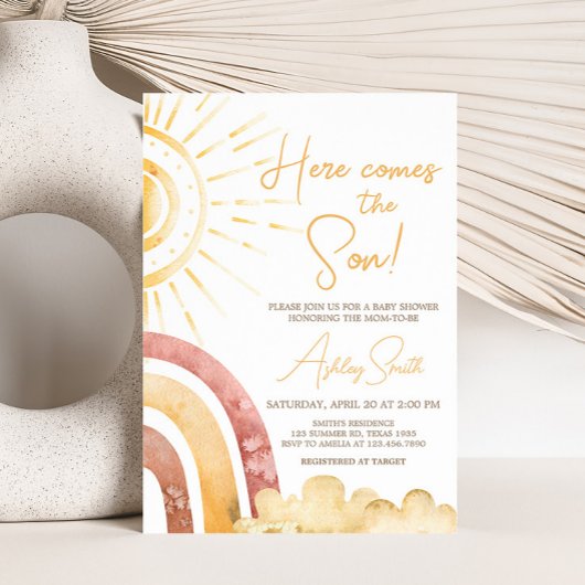 Boho Here kommt die Son Baby Dusche Einladung