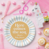 Boho Here kommt die Sonnenscheinsdusche des Sohnes Pappteller (Party)