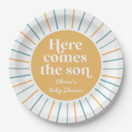 Boho Here kommt die Sonnenscheinsdusche des Sohnes Pappteller