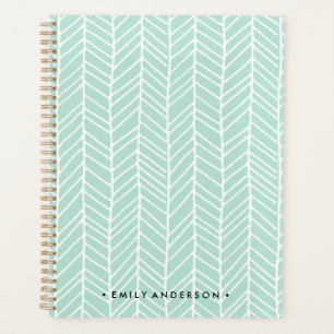 Boho Herringbone Mint Green Planer