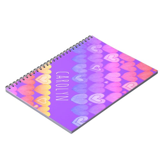 Boho Herz Muster, personalisiert mit Ihrem Namen Notizblock (Linke Seite)