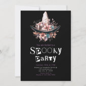 Boho Hexches Hat Floral Halloween-Party Einladung (Vorderseite)