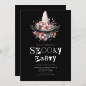Boho Hexches Hat Floral Halloween-Party Einladung (Vorne/Hinten)
