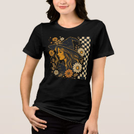 Boho Hexe Cat Sonnenblume Halloween Dark T - Shirt