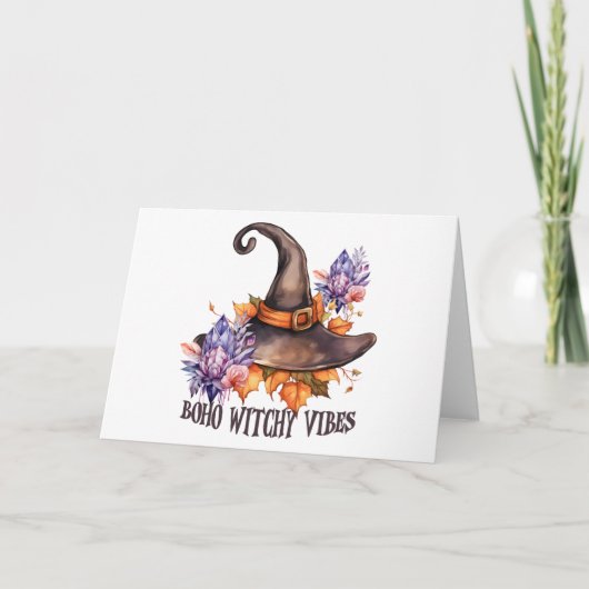 Boho-Hexen-Vibes Halloween Karte (Vorderseite)