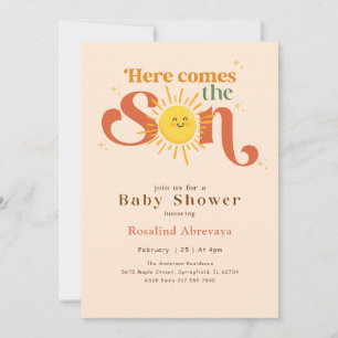 Boho Hier kommt der Sohn Retro Baby Shower Einladung