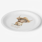 Boho Highland Cow Baby Shower Pappteller (Schrägansicht)