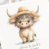 Boho Highland Cow Baby Shower Serviette