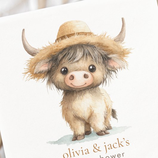 Boho Highland Cow Baby Shower Serviette