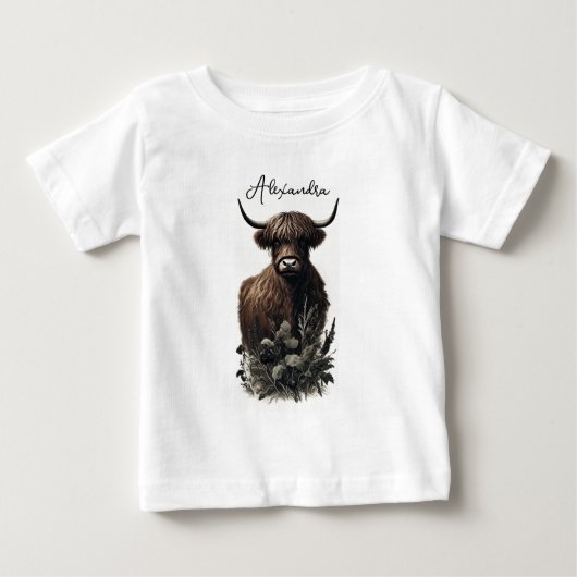 Boho Highland Cow Baby T-shirt (Vorderseite)