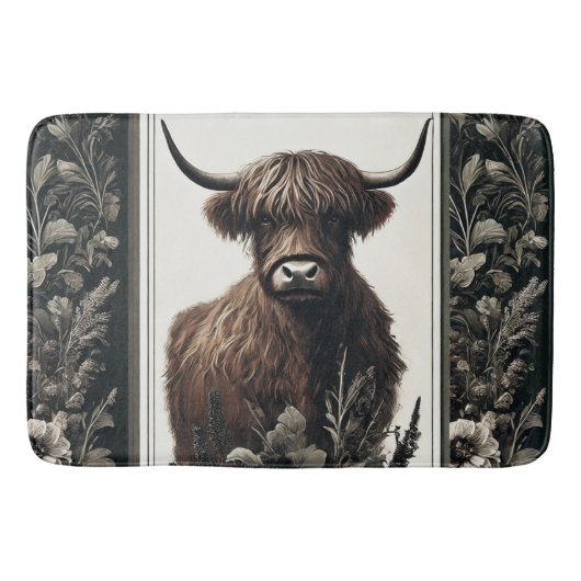Boho Highland Cow Badematte (Vorderseite)