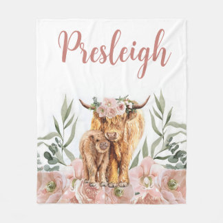 Boho Highland Cow Blanket Girl Highland Cow Blanke Fleecedecke