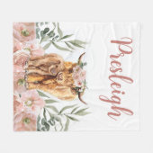 Boho Highland Cow Blanket Girl Highland Cow Blanke Fleecedecke (Vorderseite (Horizontal))