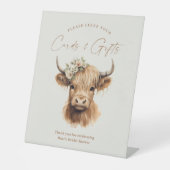 Boho Highland Cow Brautparty Karten und Geschenke Sockelschild (Vorderseite)
