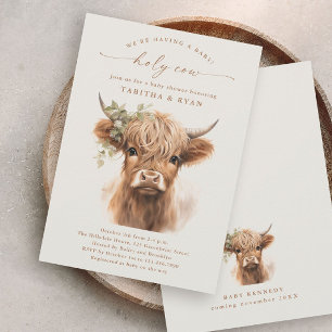 Boho Highland Cow Couples Baby Shower Einladungen