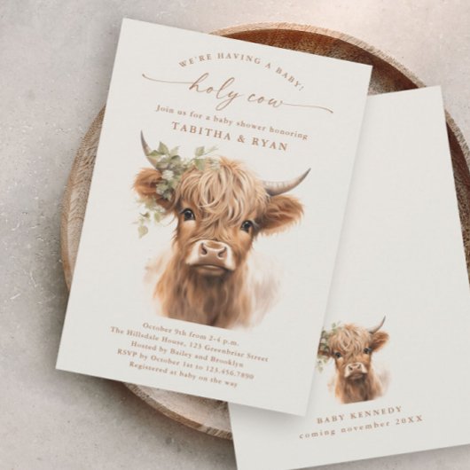Boho Highland Cow Couples Baby Shower Einladungen
