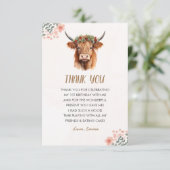 Boho Highland Cow Dankeskarte (Stehend Vorderseite)