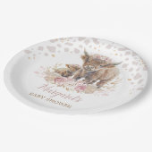 Boho Highland Cow Floral Pampas Grass Baby Girl Pappteller (Schrägansicht)