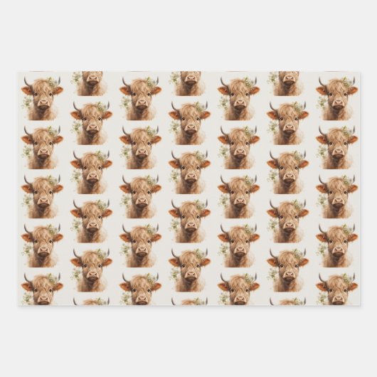 Boho Highland Cow Geschenkpapier Set (Vorderseite 3)