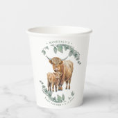 Boho Highland Cow Greenery Farm Animal Baby Shower Pappbecher (Rückseite)