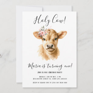 Boho Highland Cow Kindergeburtstag Party Einladung
